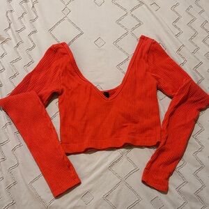 Urban Outfitters Bright Red Ribbed Crop Top